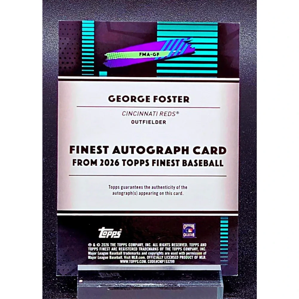 George Foster 99/99 Topps Finest Auto Green Mini Diamond Cincinnati Reds